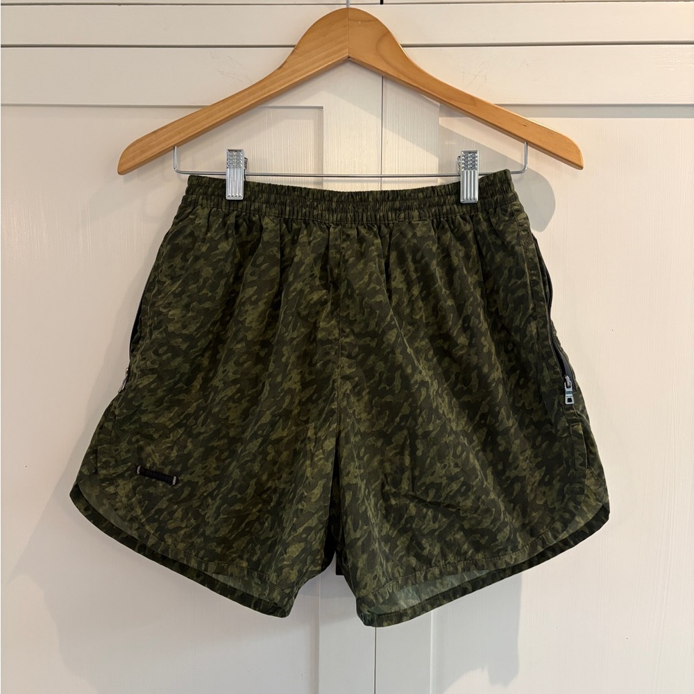 Men's Designer Swim Shorts - Reflective Olive Camo